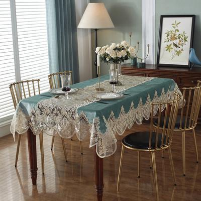 Tablecloth Blue Europe Luxury Embroidered Table Dining Table Cover Table Cloth Flower Lace Tv Cabinet Bedside Dust Cover
