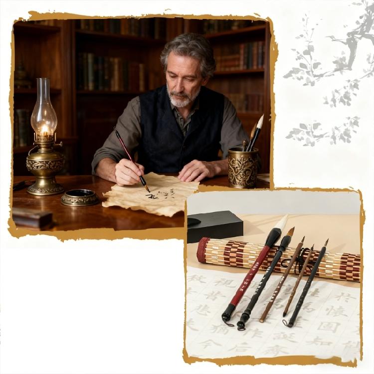 13Pieces Art Supply Set with Bamboos Materials for Traditional Calligraphy Hand Lettering