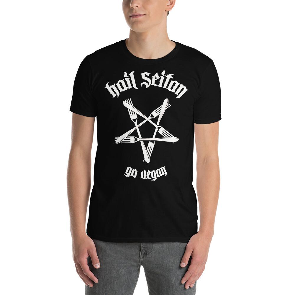 

Hail Seitan Gothic Pentagram Veganism Vegan Funny Goth Unisex T-Shirt M