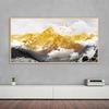 Unframed Canvas Poster, Modern Art, Golden Mountains And Birds In The Mountains Wall Art, Ideal Gift For Bedroom Living Room