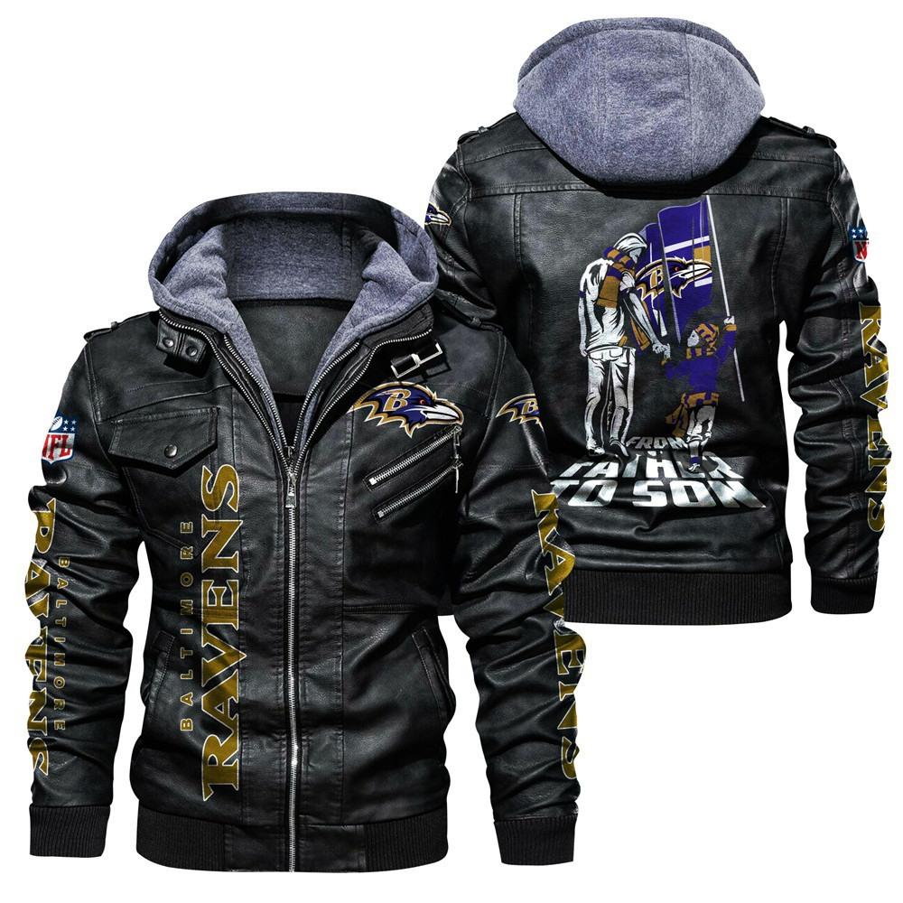 Team Fleece Thickened Winter Thickened Pu Leather Jacket Punisher Ravens Top European Size Leather Jacket