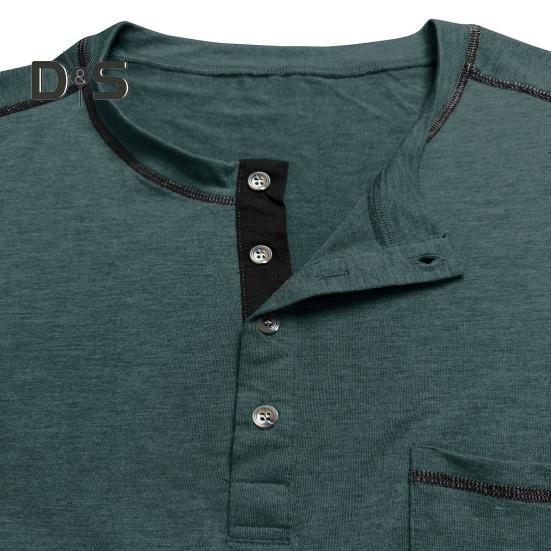 Pánské tričko s náprsní kapsou Kulatý výstřih Límec na knoflíčky Tričko s krátkým rukávem Ležérní letní top pro domov, posilovnu, streetové nošení