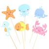 24 szt. Toppery do babeczek ze zwierzętami morskimi Dekoracje tortu na przyjęcie urodzinowe pod wodą Akcesoria na przyjęcie tematyczne z syreną dla dziewczynek Baby Shower
