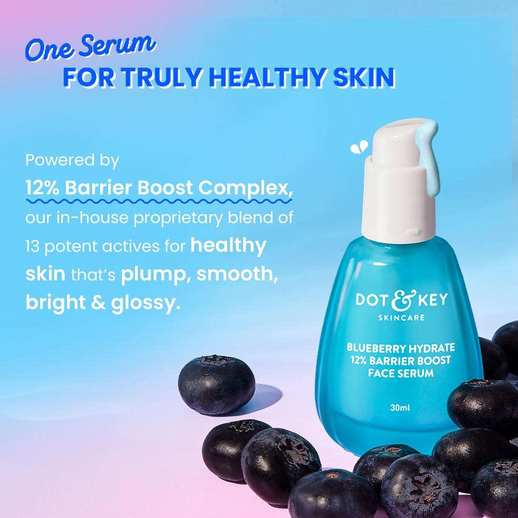 Dot & Key Blueberry Hydrate 12% Barrier Boost Serum with 7 Ceramides | Niacinamide & Hyaluronic Acid, Reduces Dark Spots, Brightens Skin, Provides