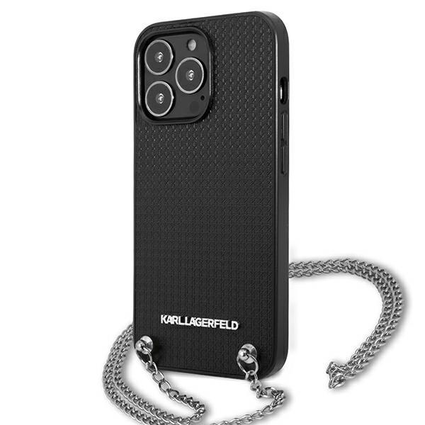 Karl Lagerfeld KLHCP13XPMK iPhone 13 Pro Max 6.7" Hardcase Black/black Leather Textured and Chain