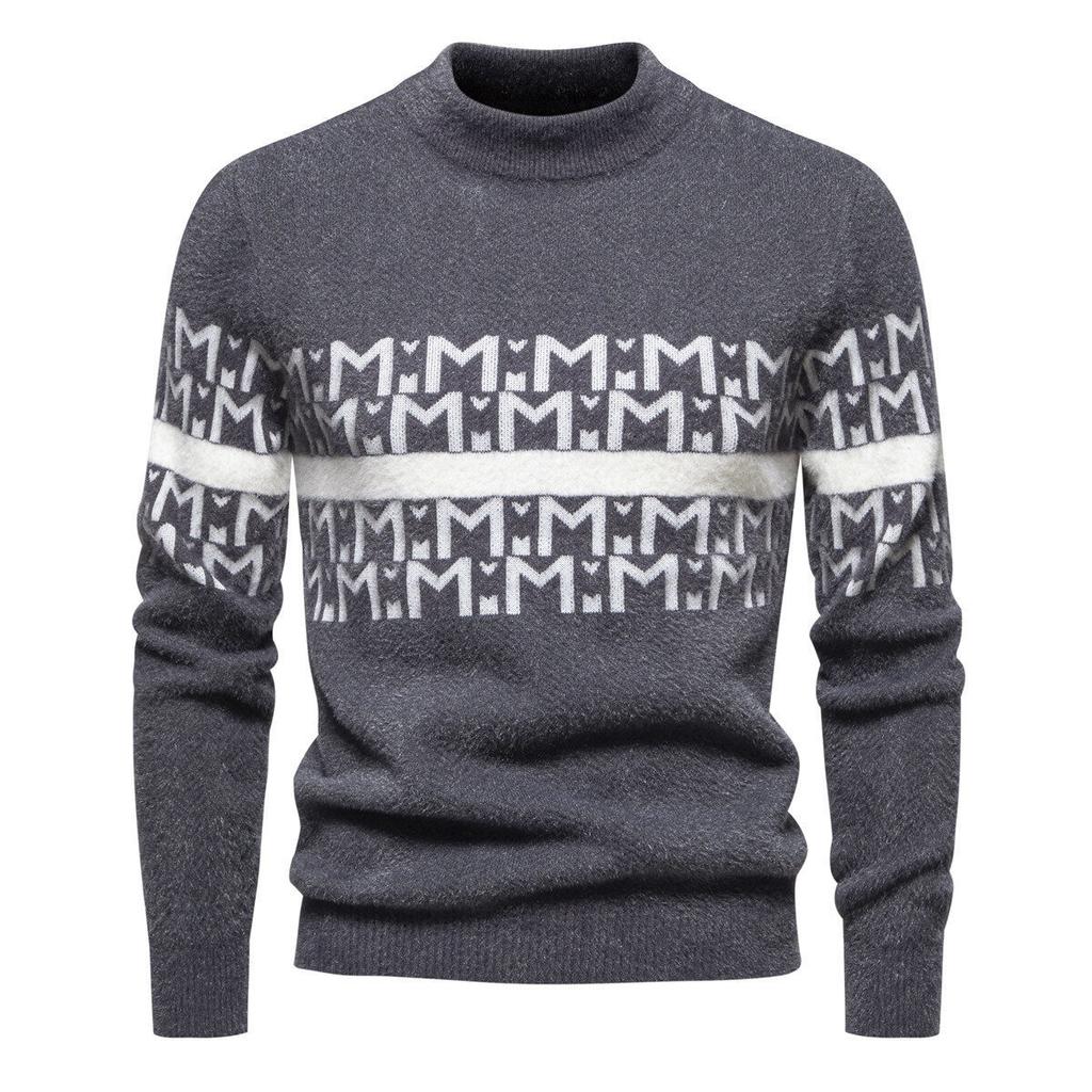 Hot Selling Explosive Autumn and Winter New Casual Jacquard Crew Neck Sweater Bottom Knitted Knitwear