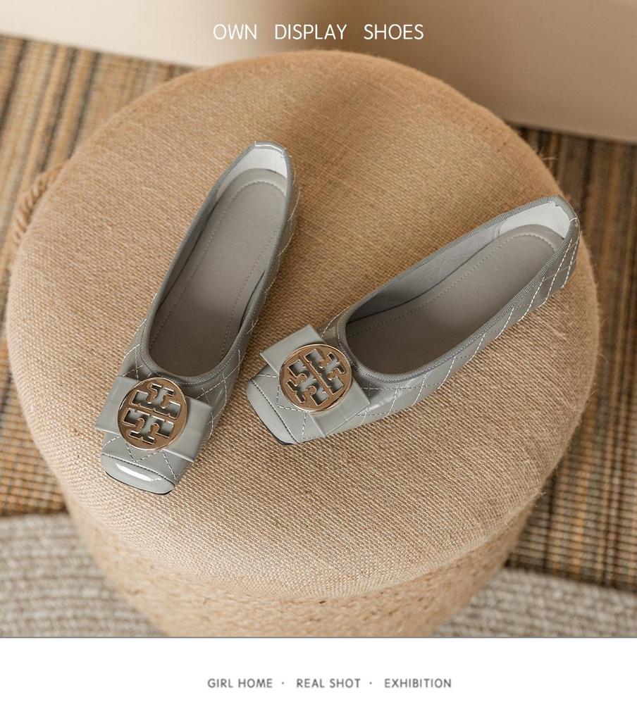 Women's Summer 2024 Slip-On Square Toe Shoes, Soft Sole Leather, Comfortable & Stylish, Available in Large Sizes