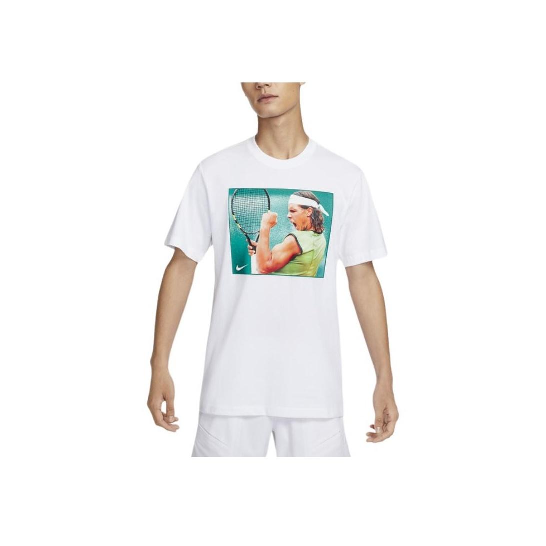 

Nike Rafa Удобный Минималистичный Пуловер Круглый Вырез Футболка с Коротким Рукавом Мужские Топы Белый HJ3849-100 S