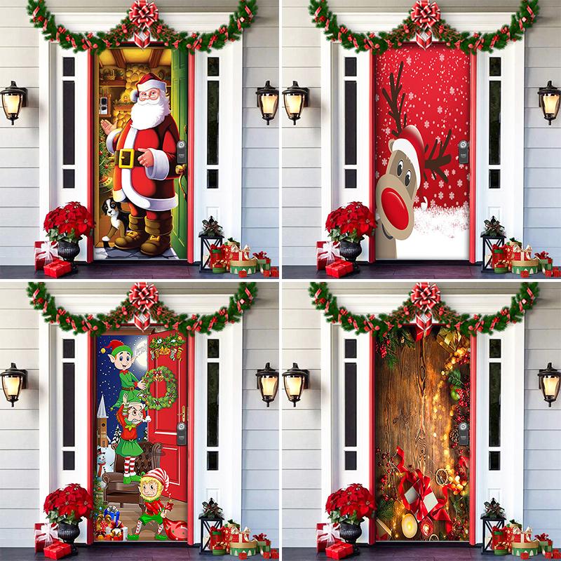 1PC Background Cloth Atmosphere Polyester Party Supplies Christmas Door Hanging Christmas Decorations Blanket