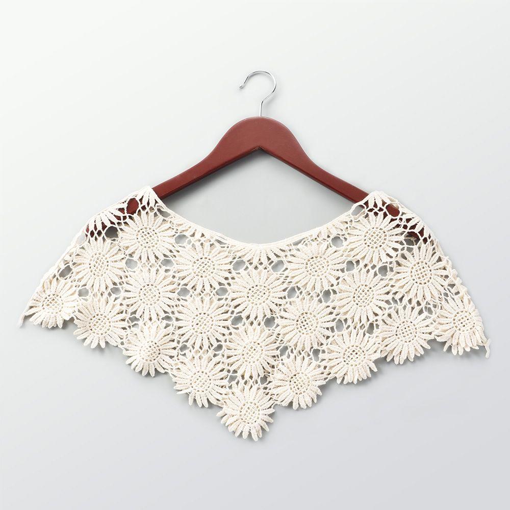 

Мода Винтаж Защита от солнца Накладной воротник Вязаный крючком Кейп Кружевной жилет Шаль Пончо Beige-Style 3