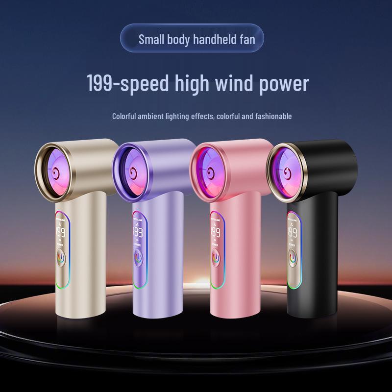 Portable Rechargeable Mini Fan with Colorful Lights - Strong Wind for Outdoor, Dorm, or Personal Use