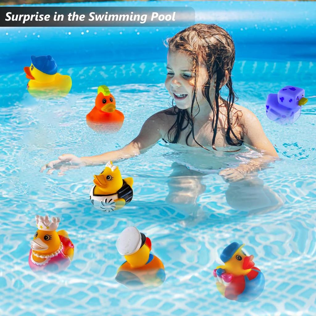 50 Pack Rubber Ducks in Bulk,Assortment Duckies for Jeep Ducking Floater Duck Bath Toys Party Favors