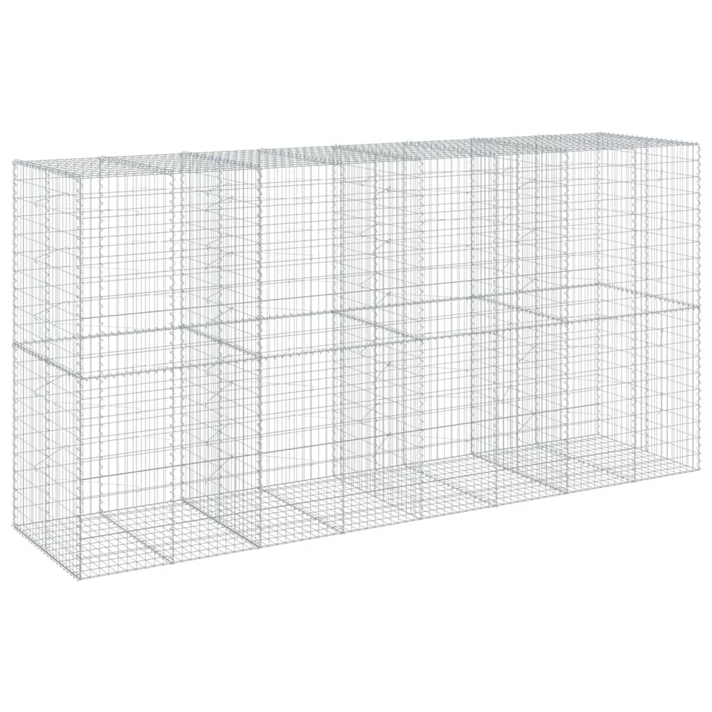 Gabion with Lid 400 X 100 X 200 Cm Galvanized Iron
