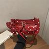 New Large Capacity Polka Dot Handbag Metal Buckle Leather Shoulder Bag Underarm Bags