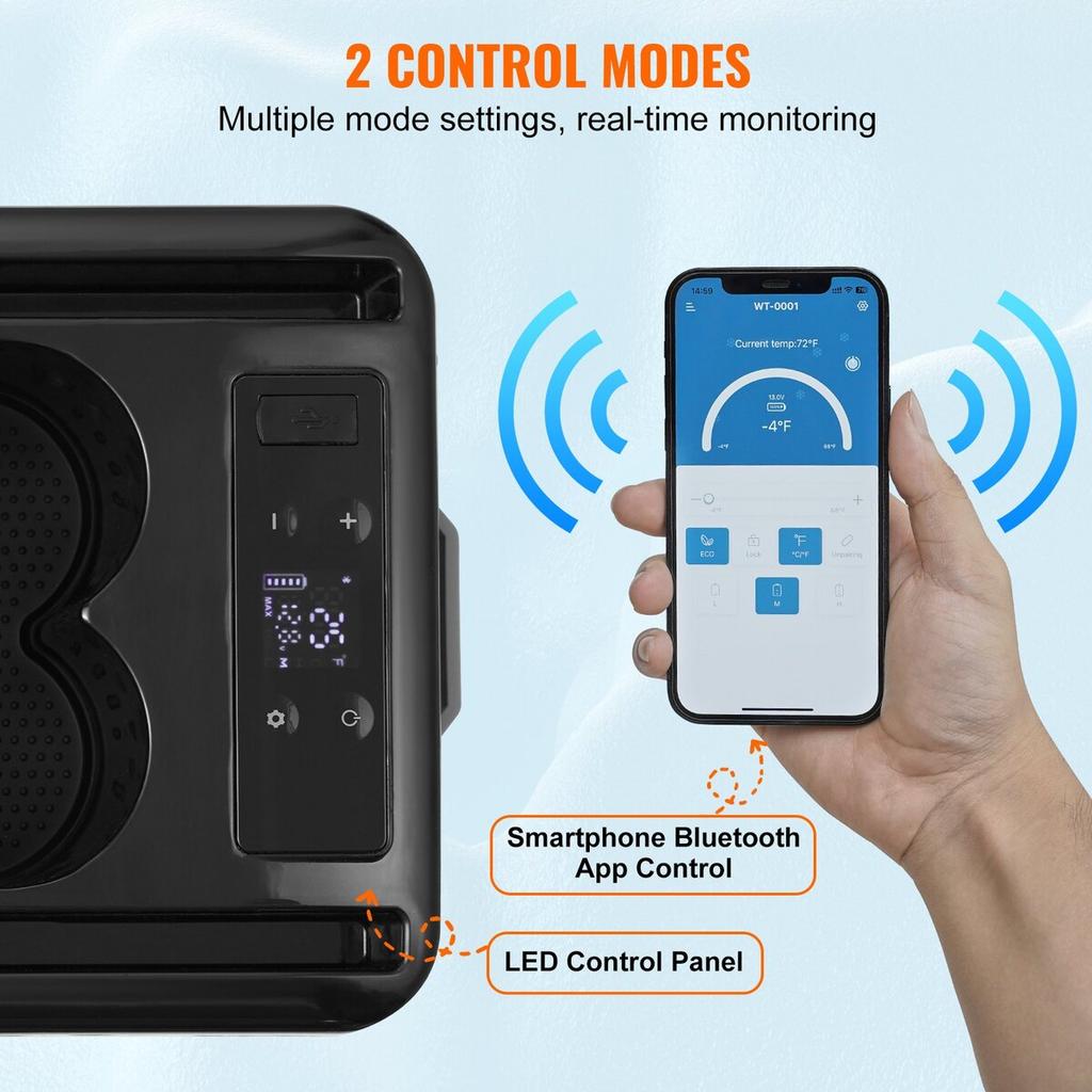 Portable Car Refrigerator Freezer Compressor 15 L Single Zone for Car Home