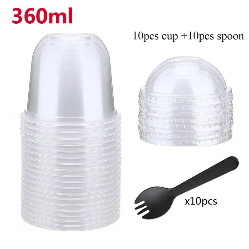 Clear Plastic Dessert Cups with Lids Sporks Ideal for Ice Cream Mousse Fruit Salad Picnics Parties and Cake Decorating Tools