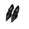 Pointed Small Leather Shoes Women's 2024 New Spring Thick Heels Low Heels High Heels Retro French Temperament Mary Jane Single Shoes
