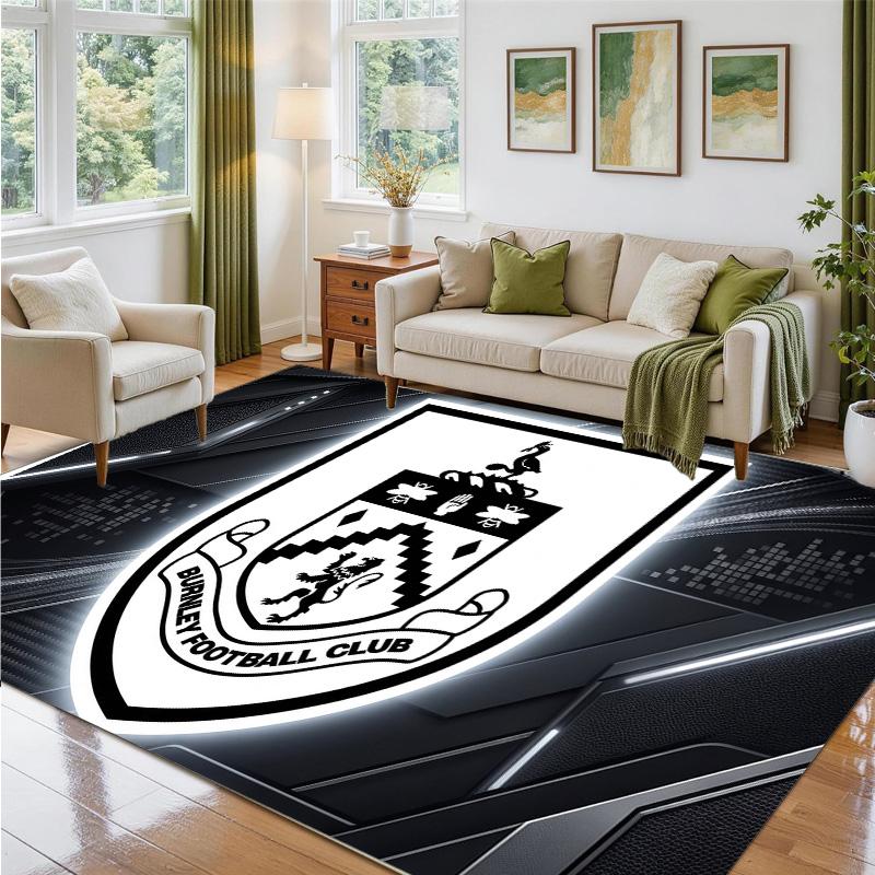 Burnley Football Design Crystal Velvet Rug Soft Decorative Mat for Bedroom Entrance