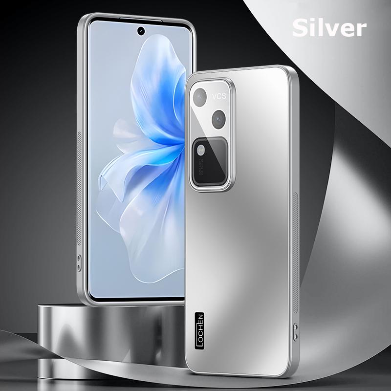 

For vivo V30 V29 Pro Dazzle Plating PC Shell Camera Full Cover With Lens Film Super Anti drop Silica gel Edge Anti-slip Case Protector V29 Pro срібний