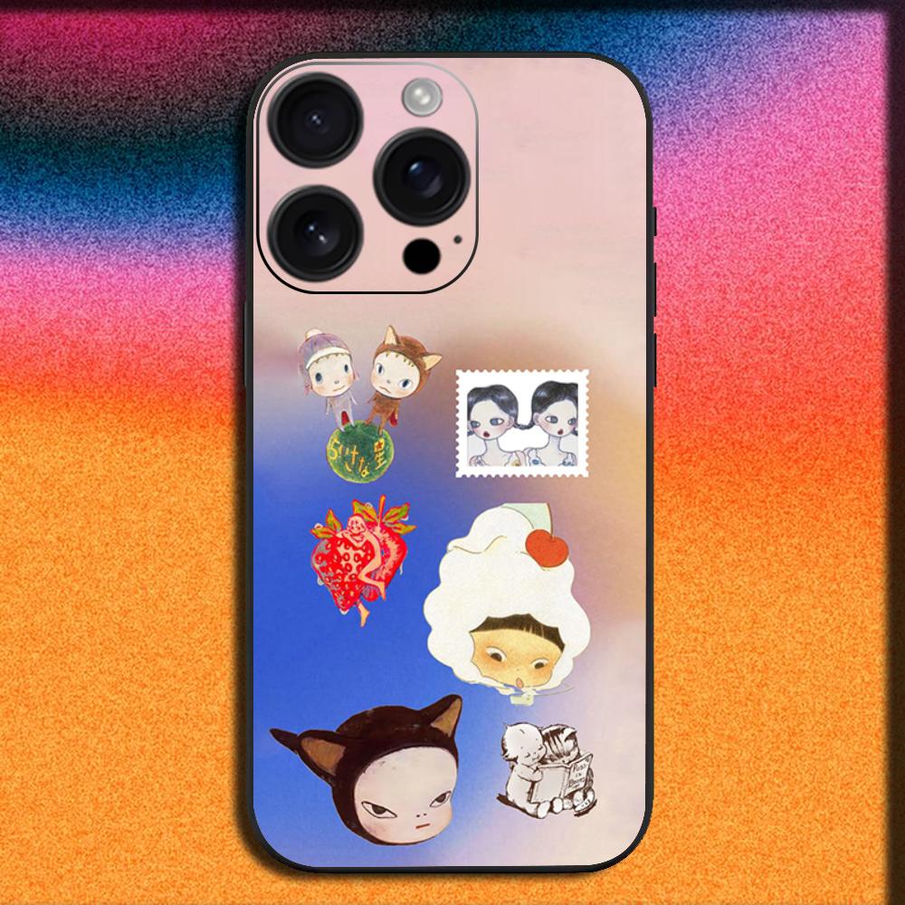 Japan Art Y-Yoshitomo Nara Phone Case For iPhone 16,15,14,13,12,11,Pro,XS,Max,XR,Plus,SE,Mini Soft Black Cover