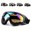 Versatile Windproof Sports Goggles for Skiing, Cycling & Motorcycle Riding, Durable PC Frame & Lens, Black