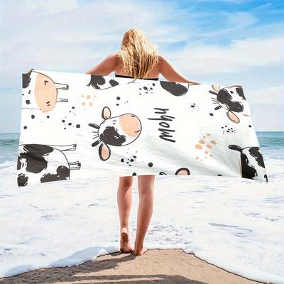Beach Towel Cow Pattern Sun Protection and Windproof Suitable for Beach Pool Camping Travel Beach Blanket