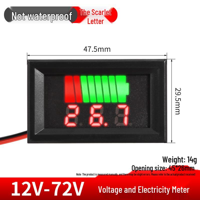 Waterproof Electric Vehicle Battery Voltage Display with Universal Reverse Connection Protection
