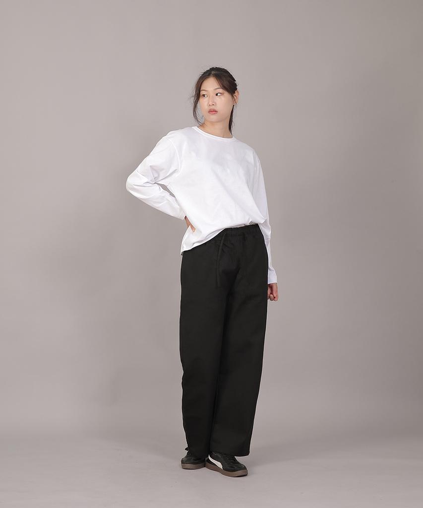 SAINTCREW Pocketless Work Elastic Waist Wide Pants Eww-385 Black