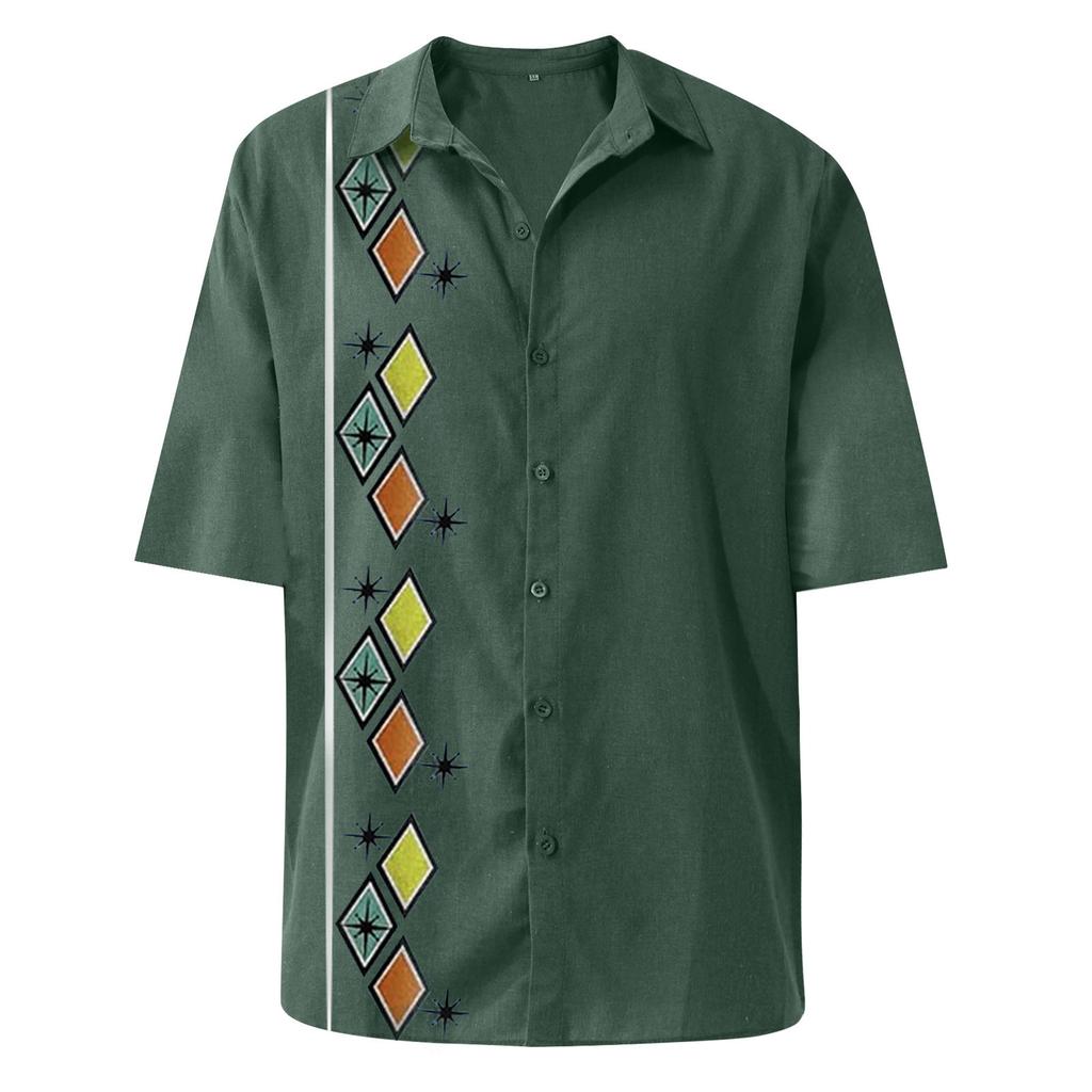 Camicie Casual da Uomo Designer Primavera Estate Cotone Lino Colorate Manica Corta Camicie Larghe