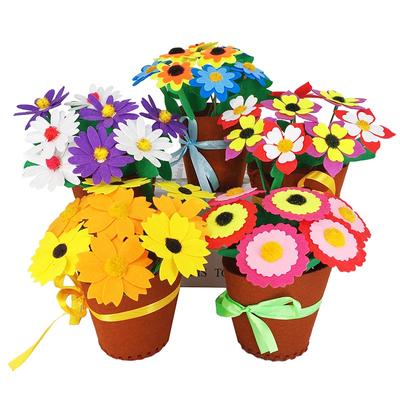 Muttertagsgeschenk, handgefertigter Topfblumenstrauß, Sonnenblume, Nelke, Kunsthandwerk, Kreativität, Kindergartenspielzeug, Mini-Simulationsblumentopf, DIY-Spielzeug für Kinder