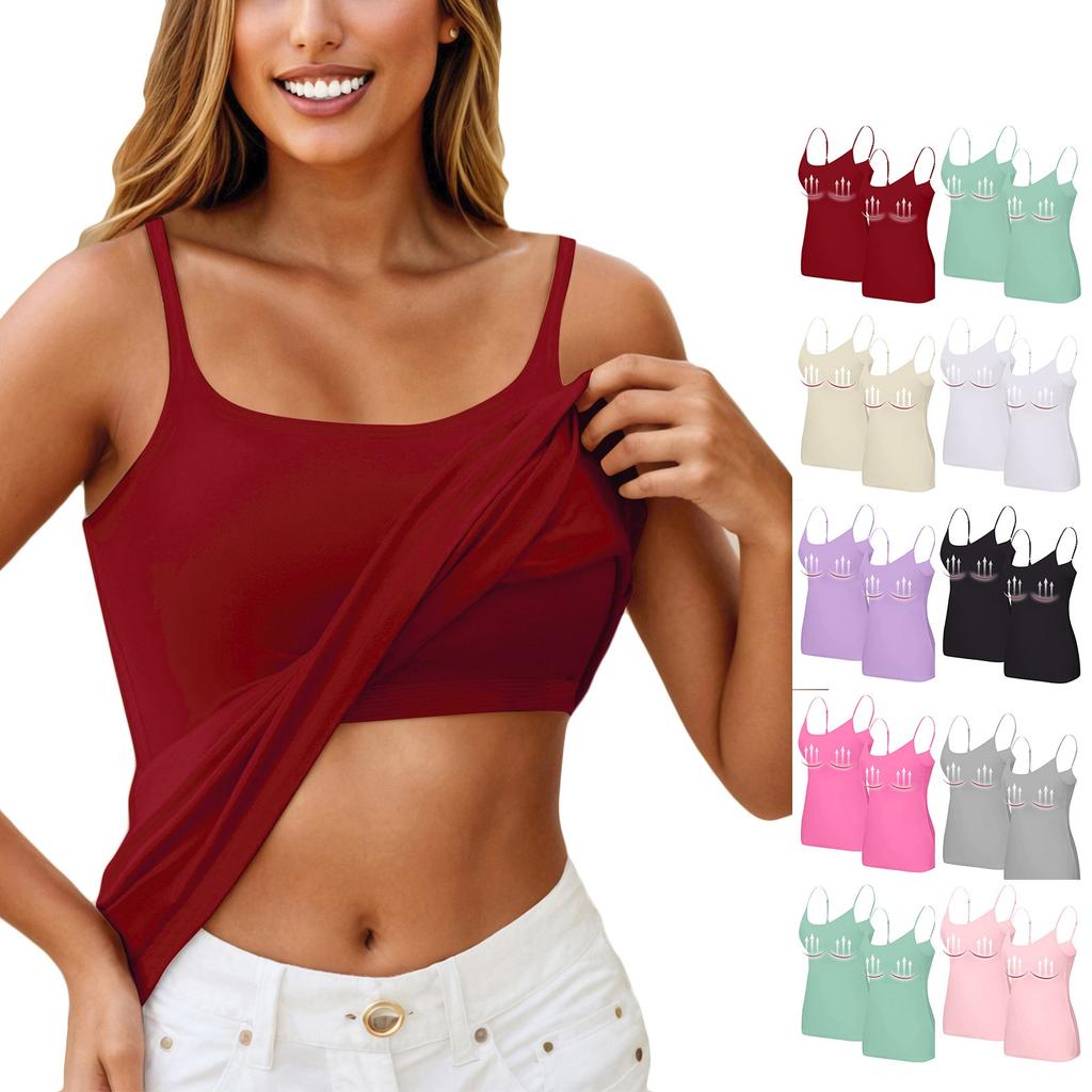 2PC Women's Camisole With Bottom And Chest Pad, Sexy Oversized Underwear With Chest Pad