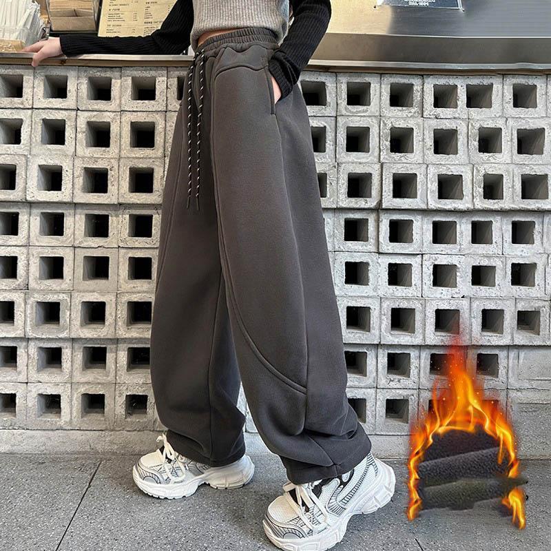 

Детские утепленные зимние брюки на флисовой подкладке - Повседневная спортивная одежда, спортивные джоггеры для детей 120 темно серый