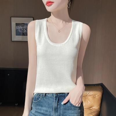 Summer New Knitted Sleeveless Vest Loose and Versatile T-shirt Short-sleeved Top with Base Layer