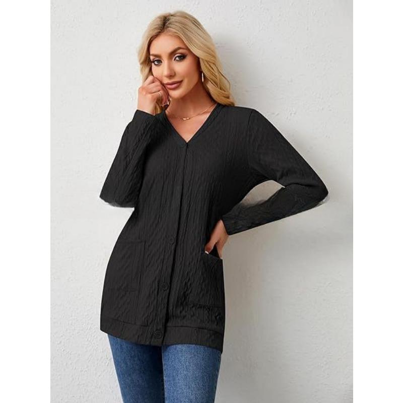 YYFS Women's Fashion Casual Fall Winter Solid Color Print Long Sleeve Sweaters