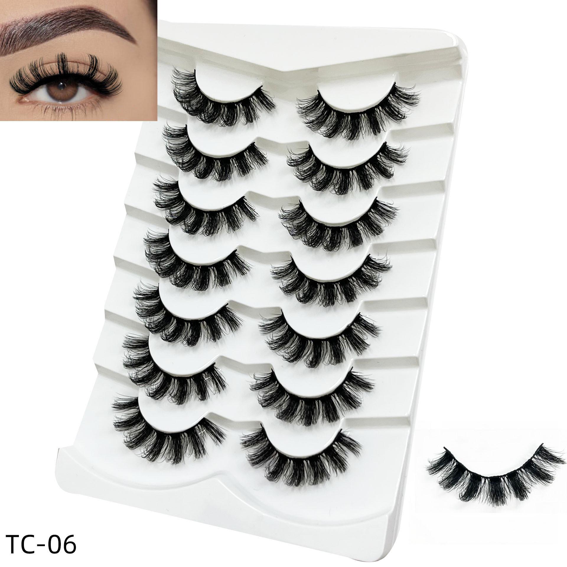 

European and American Style Faux Mink Fur Eyelashes: Frizzy, Multi-Layer, Dense & Curled (7-Pair Pack)