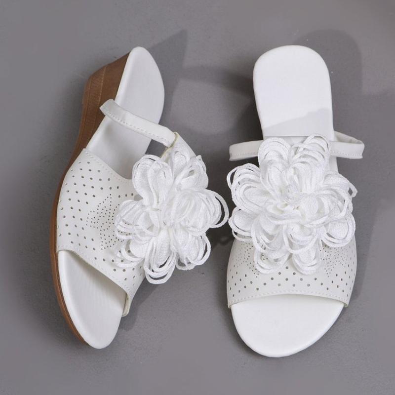 Fashion Sandals Women Summer New   Women's Woven Flower Wedge Slippers Outdoor Sports Beach Casual Peep Toe Comfortable Shoes