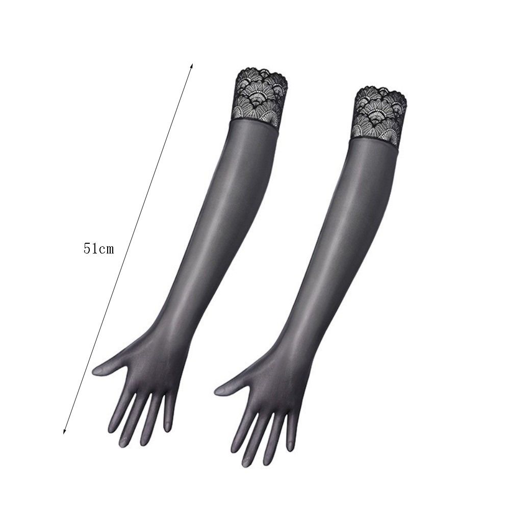Thin Transparent Gloves 51CM Length Cosplay Gloves Sexy Stage Performance Gloves Stage Shows
