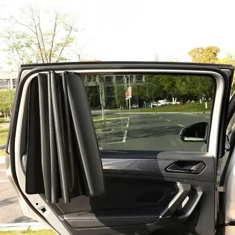 2Pcs Car Side Window Sun Shade Magnet Privacy Curtains UV Reflection Anti Glare UV Block Sunshade for Front/Back Window