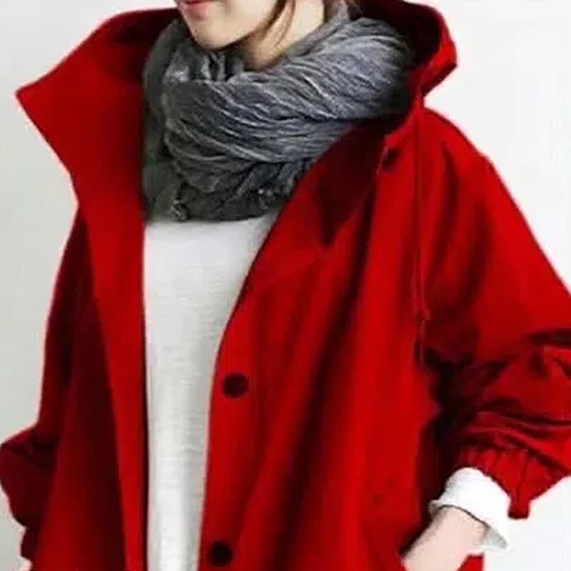 Modne damskie kurtki jesienne Outdoor wodoodporne swobodne luźne z kapturem wiatroszczelne kurtki wspinaczkowe w jednolitym kolorze płaszcze