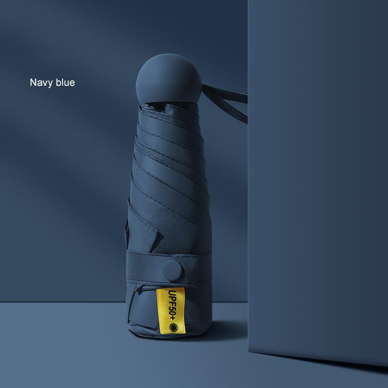 Mini Capsule Umbrella Pure Color Sunny and Rainy Dual-use Umbrellas for Friends Holiday Gift UPF50+ Black Coating UV-proof