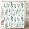 Watercolor Green Leaves Shower Curtain Waterproof Bath Rug Decor Modern Home Decoration 3D Printed Polyester Fabric White Green