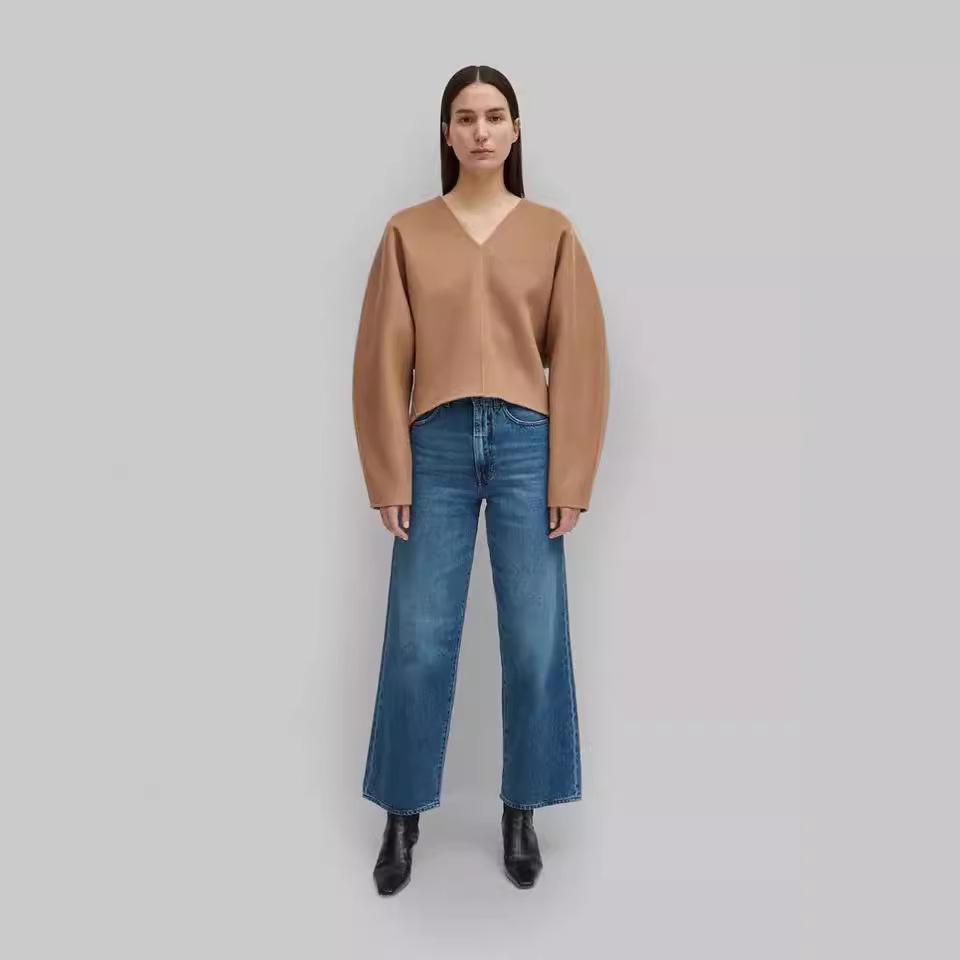 Nordic Tot Cashmere Women's V-Neck Pullover Sweater - Stylish, Easy-to-Match Long Sleeve for Autumn and Winter