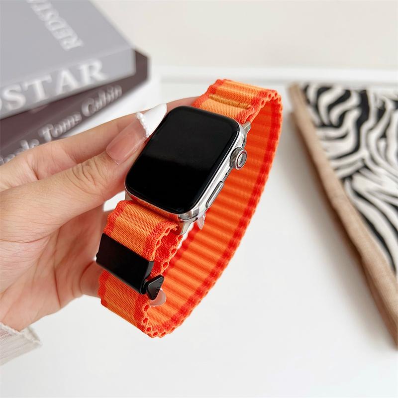 

Нейлоновый ремешок для Apple Watch Band 45 мм 44 мм 40 мм 49 мм 41 мм 42 мм 38 мм ремешок-браслет Correa iWatch Series 4 5 6 Se 7 8 9 ultra Ultra2 41/40/38mm оранжевый