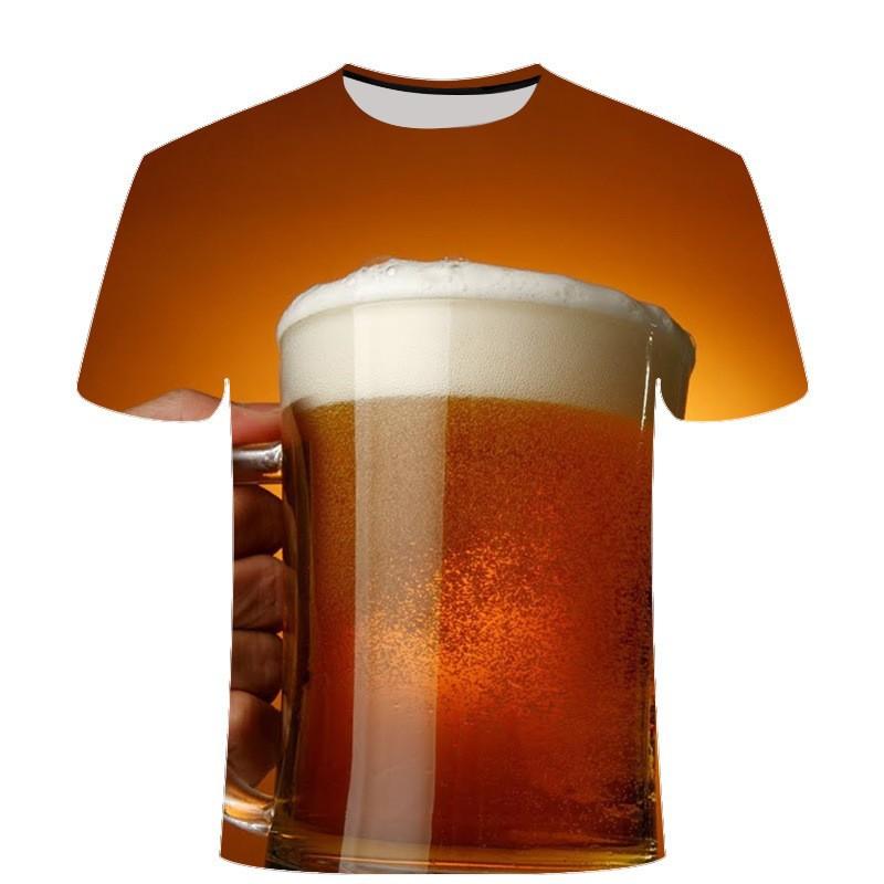 Pivo Digitálně Potištěné Tričko Pánské Dámské Trendy Tričko s Krátkým Rukávem