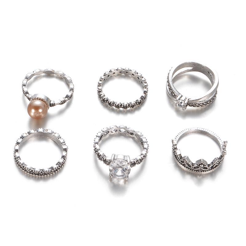 Accessories, Vintage Zircon Gemstone Ring Set 6-Piece Ring White Gemstone Ring