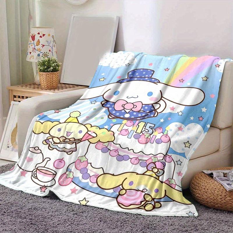 1pc, Sanrio Celebrate with Cinnamoroll: Cozy Home Decor Blanket, Perfect Gift! Flannel Throw Blanket for Bedroom, Living Room, Travel, Camping, Car, B
