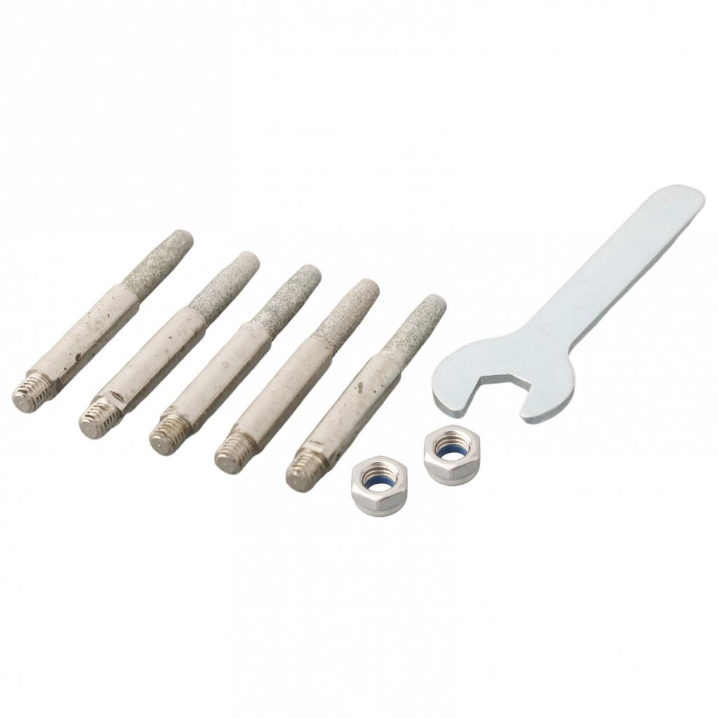 6pcs Grinding Head Chainsaw Sharpener Cylindrical Burr Silver