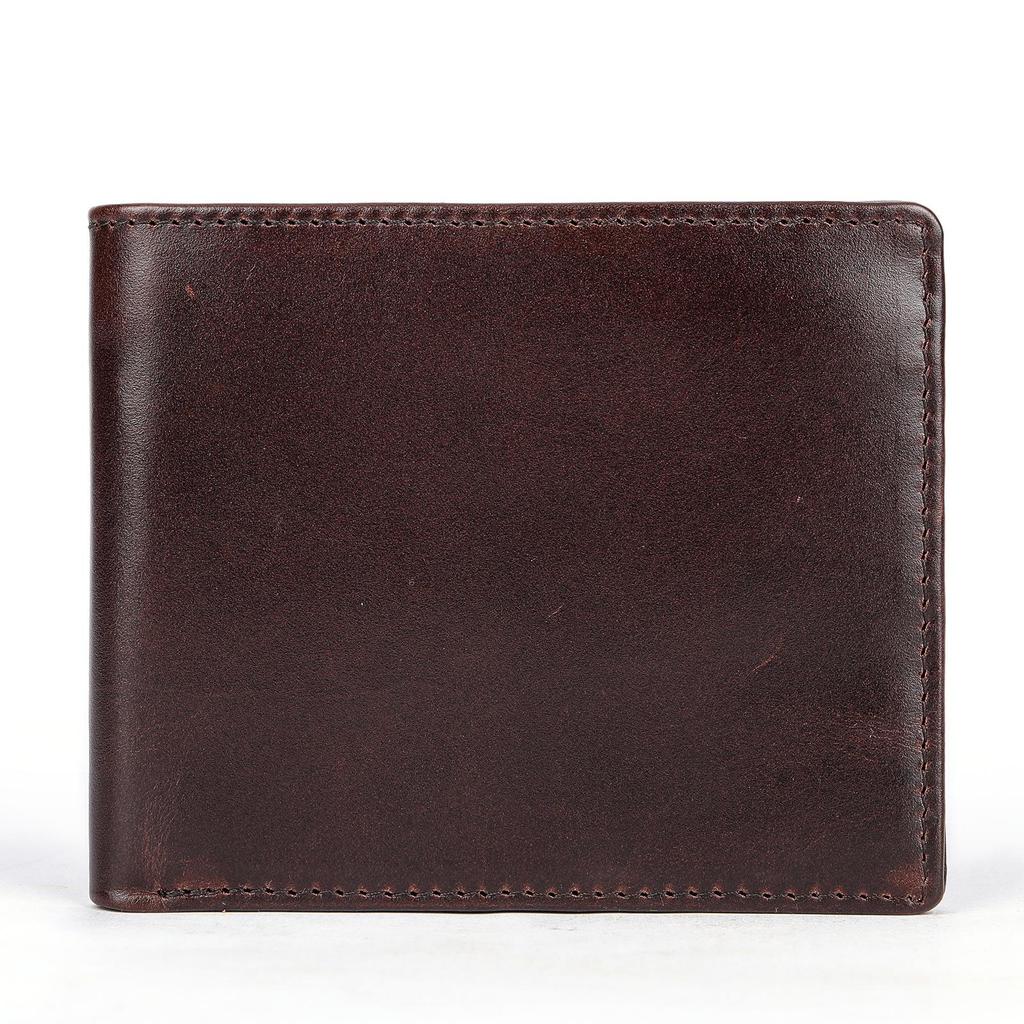 Men's Genuine Leather Short Wallet - Anti-Magnetic RFID Card Holder, Retro Black Coin Purse