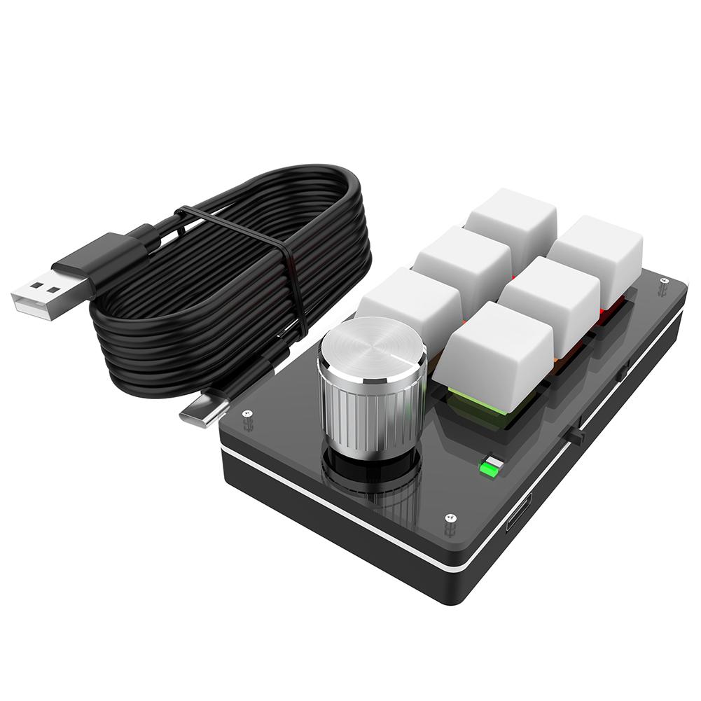 Macro Keyboard Bluetooth USB Custom 6 Key 1 Knob Programming Mechanical Keyboard Hot Swap Custom Keypad RGB Mini Gaming Keyboard
