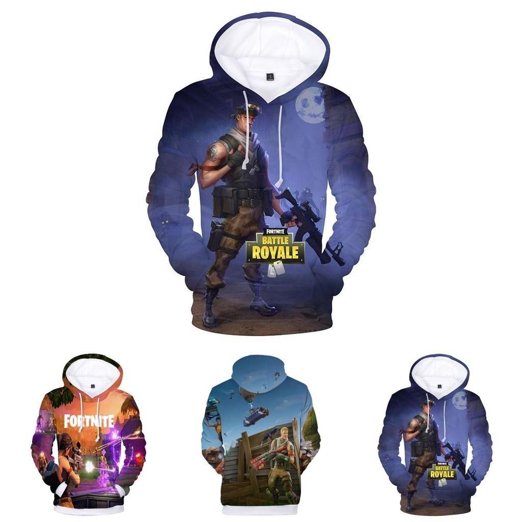 Fortnite Battle 3d Printed Hoodie Jacket Sweatshirt Spandex Material Round Neck Hip Hop Style